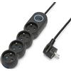 Velamp Multipresa francese 4x16A, con interruttore, cavo lungo 1,5m, H05VV-F3G1.0MM2, CE, NF. Nero