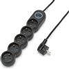Velamp Multipresa francese 5x16A, con interruttore, cavo lungo 1,5m, H05VV-F3G1.0MM2, CE, NF. Nero