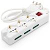 Velamp Multipresa 9 posti: 3 prese Schuko bivalenti 10/16A + 6 prese bivalenti 10/16A. Cavo 1,5m, interruttore luminoso e spina angolar