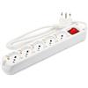 Velamp Multipresa 5 Posti Polivalenti (schuko + 10/16A). Con Interruttore, cavo 1,5 m e spina salva spazio