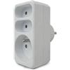 Velamp Multipresa tripla con 3 prese elettriche frontali, 1 presa 16A (2P+T) e 2 prese 6A, standard francese