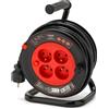 Velamp Avvolgitore elettrico bricolage, 4 prese e spina francesi, H05VV-F3G1.5MM2, 15M , NF,CE