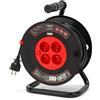 Velamp Avvolgitore elettrico bricolage, 4 prese e spina francesi, H05VV-F3G1.5MM2, 25M , NF,CE