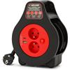 Velamp Avvolgicavo domestico 7m H05VV-F3G1.0MM2, 2 prese standard francese 2P+T 16A, 2 prese USB-A+C, NF,CE