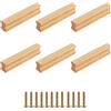 GANILITY Maniglie in Legno, Spaziatura dei Fori 96 Mm, 6 Pezzi Pomelli Cassetti per Mobili Cucina in Legno con Viti, Maniglia Dell'armadio, Adatta per Armadi, Comodino, Mobili da Bagno, Cassetti da Scrivania
