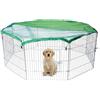 AQPET Recinto in ferro per Cani e Gatti Cuccioli Roditori Pieghevole 60x60 cm 8 Pezzi Per esterno da Giardino con Rete Parasole, Nero