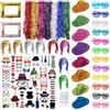 Artsaworry Accessori Photo Booth 147 Pezzi per Matrimoni e Compleanni, Props Divertenti con Parrucche, Cappelli e Occhiali, Articoli Riutilizzabili per Feste Bambini e Adulti, Carnevale, Halloween, Natale
