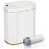ELPHECO Pattumiera da bagno con coperchio a farfalla, sensore di movimento, cestino per il bagno, decorazione automatica per il bagno, accessori per il bagno, cucina, soggiorno, ufficio, oro bianco