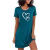 Marvmys Camicia da Notte Donna Cotone Maniche Corte Abbigliamento Donna Camicia da Notte Stampata Dell'Amore Confortevole Pigiama a Girocollo S-3XL