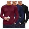 Ekouaer Uomo Maglietta Termica Manica Lunga per Ciclismo Running, Nero + Blu Navy + Bordeaux, XL