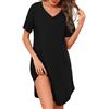 Marvmys Camicia da Notte Donna Cotone Manica Lunghe per Casa Casuale