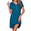 Marvmys Camicia da Notte Donna Manica Corta Cotone Estiva Scollo a V e Bottoni Camicie Notte Allattamento con Tasche S-3XL