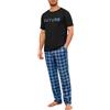 Marvmys Pigiami Uomo Cotone Due Pezzi Scollo a V Maniche Corte e Pantaloni Pigiama Lunghi Colori Contrastanti Completino per Casa Leggero Morbido