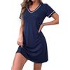 Marvmys Camicia da Notte Donna Cotone Manica Corta | Scollo a V Estiva Leggera e Confortevole Abito da Notte da Casa