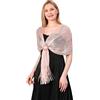 LumiSyne Donna Scialle Stola Metallici Scintillanti Con Fibbia Ad Anello Tinta Unita Glitter Nappe a Frange Foulard Lunga Leggero Stola Elegante Per Abito Da Sera Sposa Matrimonio Cerimonia Festa
