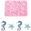 BB Beadthoven Beadthoven - 2 stampi in silicone a forma di tartaruga, delfino, pesce, conchiglia, stella marina, cavalluccio marino, stampi da forno per caramelle, biscotti, sapone, candele, resina UV