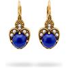 Boucles d'Orecchino Dormeuse Doré Vieilli Foglia Cabochon Lapis Lazuli Blu SB65