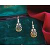Boucles D'Orecchie Dormeuse Doré Vieilli Foglia Cabochon Vero Ambra Leggere SB65