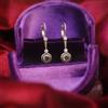 Boucles d'Oreilles Dormeuses Doré Antico Art Déco Cerchio CZ Verde Oliva Fin SC1