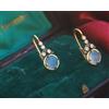 Boucles d'Orecchini Dormeuse Dorate, Laiton, Foglia, Aigue-marine, Blu, SB65