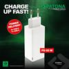 Patona Adattatore GaN Premium PD65W bianco, 2 porte USB-C e 1 porta USB-A, PD 3.0, QC 3.0 "