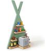 Relaxdays Scaffale Toniebox, magnetico, per Toniebox e 34 Tonies, a tenda, HxLxP:69x49x9 cm, scaffale per Tonies, salvia