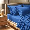 Nuit Des Rêves Premium Ranforce Double Fitted Sheet (140 x 190 + 30 cm), 100% cotone, 155 thread Count, lavabile in lavatrice a 30 °C, elegante colore blu per Cozy Bedrooms