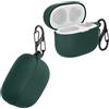 kwmobile Custodia protettiva kwmobile per Sony LinkBuds S - Custodia in TPU e silicone per custodia di ricarica degli auricolari - Custodia antiurto con moschettone - Verde scuro