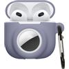 kwmobile Custodia protettiva 2 in 1 kwmobile per Apple AirPods 4 - Custodia in silicone per auricolari compatibile con AirTag - Custodia antiurto con moschettone - Colore lavanda