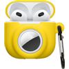 kwmobile Custodia protettiva 2 in 1 kwmobile per Apple AirPods 4 - Custodia in silicone per auricolari compatibile con AirTag - Custodia antiurto con moschettone - Giallo