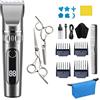 INF Set tagliacapelli elettrico grigio con forbici in acciaio - Kit taglio capelli casa