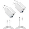 Anker Caricabatterie USB-C da 20W Anker, alimentatore per iPad, caricabatterie USB ad alta velocità, alimentatore per iPad, compatibile con iPhone 17/16/15 (include 2 cavi USB-C da 1,5 metri)