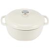 Amazon Basics Pentola arrosto rotonda Amazon Basics in ghisa smaltata con coperchio, 4,1 litri, bianca