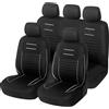 upgrade4cars Set di coprisedili universali per auto Upgrade4cars | Coprisedili per sedili anteriori e sedili posteriori | Coprisedili auto, design bianco e nero | Accessori per auto, decorazioni per interni | Regali per donne e uomini