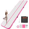VEVOR Tappetino gonfiabile per ginnastica VEVOR, 400x100x10 cm, Airtrack per allenamento, competizioni e yoga, con superficie antiscivolo, pompa d'aria elettrica da 600W, kit di riparazione, ugelli e borsa, colore rosa
