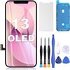 ZOETEC Schermo OLED di ricambio per iPhone 13 (non LCD) 6,1 '' Full HD Display COF Touch Screen Digitizer Frame Assembly con kit di strumenti di riparazione, adesivo impermeabile, vetro temperato