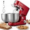 VEVOR Impastatrice Robot da Cucina Ciotola 5L e 4L 3 Velocità 1000W Rosso Ciotola in Acciaio Inox 304, Testa Inclinabile, Paraspruzzi, Mix Planetario da Banco, Gancio Impastatore, Frusta, Sbattitore
