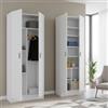 Dmora Armadio Multiuso Grande Belt 132x180h cm Bianco Modulabile 9 Ripiani, 4 Ante