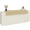 Dmora Credenza Almerigo 200x45x85.5h cm Beige 3 Ripiani Apertura Battente, a Ribalta, Madia 5 Ante