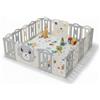 VYPRODAVAME SKLADY Recinto per Bambini in Plastica PL40 Box Area Giochi Grande Pieghevole, 16 Pannelli + 2 Pannelli Gioco + 1 Porta, per Interno ed Esterno, 185x185x62 cm, Grigio
