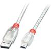 Lindy Cavo Lindy USB 2.0 Kabel A/Mini-B, transparent, 1m [41782]