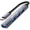 QOLTEC Hub Qoltec usb-C 3.1 4w1 usb 3.0 3 porte usb 2.0 Grafite [NUQOLUS4P053792]