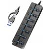 Logilink Hub Usb Logilink UA0420 Usb3.2 Gen1 7 porte Usb-a 5Gbps Switch on/off Nero [NULLIUS7PUA0420]