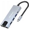 QOLTEC Adattatore Hub Qoltec 5in1 USB-C PD 100W 2 porte USB HDMI 4K RJ45 Grafite [NUQOLUS5P053795]