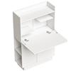 HOMCOM Scrivania per computer pieghevole, scrivania per PC con piano ribaltabile, ripiani e armadietto, 80 x 30 x 128 cm, bianco | Aosom Italy