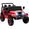 AIYAPLAY Macchina Elettrica per Bambini 3+ Anni, 12V, con 2 Motori, Telecomando, USB, Musica e Clacson, 3-5 km/h, Rosso | Aosom Italy