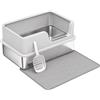 PawHut Lettiera per Gatti XL con Tappetino, Vassoio in Acciaio Inox, Paletta, Spazzola, Fino a 8 kg, Grigio Chiaro | Aosom Italy