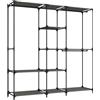 HOMCOM Armadio in Tessuto Salvaspazio con 3 Barre Appendiabiti, 5 Ripiani, Struttura in Acciaio, 182x43x182 cm, Nero | Aosom Italy