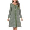 Marvmys Camicia Notte Donna Cotone Corta Cardigan con Scollo V Bottoni Donna Adatto Leggero e Confortevole per Il Parto Ospedaliero Quotidiano per L'Allattamento Seno Verde-Manica Lunga XL
