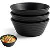 Bcuuozeeing 4 ciotole da 20 cm, di colore nero, in plastica, infrangibili, leggere e riutilizzabili, per zuppe, pasta e insalata, lavabili in lavastoviglie